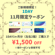 【11月限定】1day　１ヶ月分(左右1箱ずつ)以上のご購入で1,500円(税込)OFF